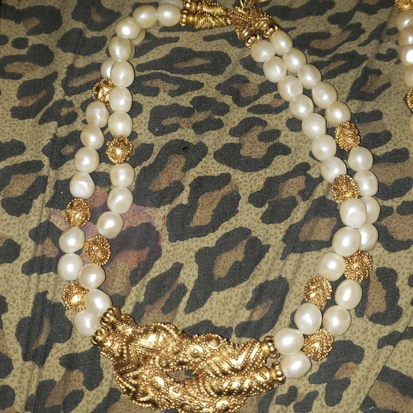 Vintage Mary McFadden 1988 gold plated necklace and bracelet - Picture 5 of 12